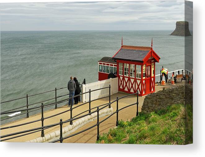 Britain Canvas Print featuring the photograph Saltburn Cliff Tramway - Top Station by Rod Johnson