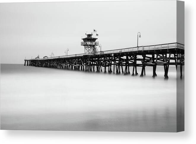 Long Exposure Canvas Print featuring the photograph San Clemente pier by Tassanee Angiolillo