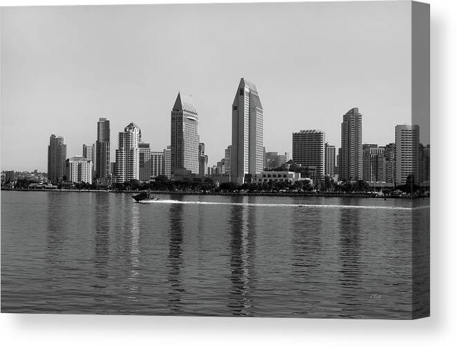 Sepia Canvas Print featuring the photograph San Diego Bay View by Gordon Beck