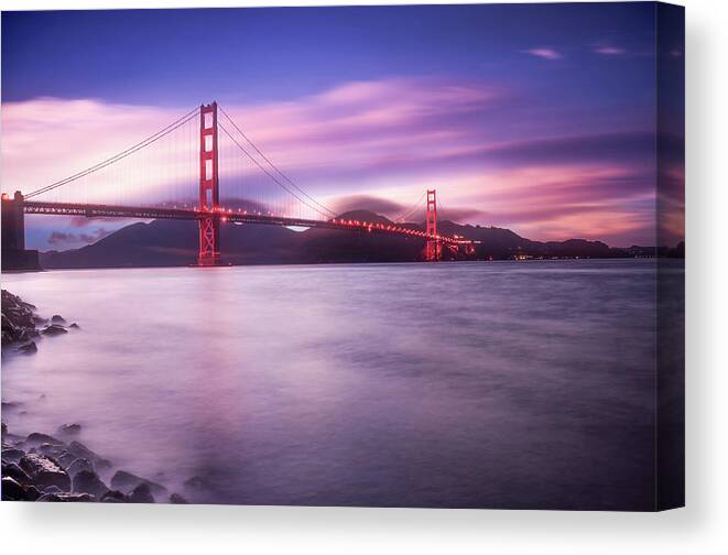 Golden Gate Canvas Print featuring the photograph San Francisco Bridge by Philippe Sainte-Laudy