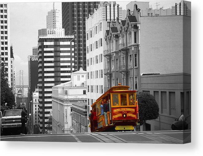 San+francisco Canvas Print featuring the photograph San Francisco Cable Car - Highlight Photo by Peter Potter
