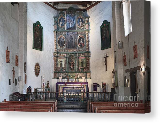 San Miguel Canvas Print featuring the photograph San Miguel Mission Altar by Catherine Sherman