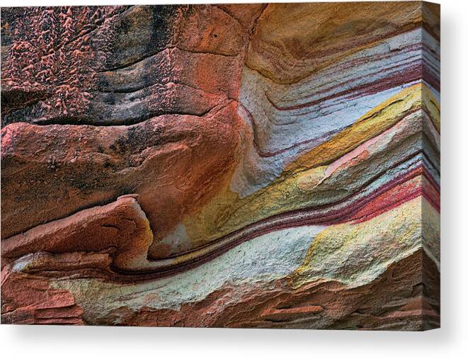 Sandstone Strata Canvas Print featuring the photograph Sandstone Strata - Abstract by Nikolyn McDonald