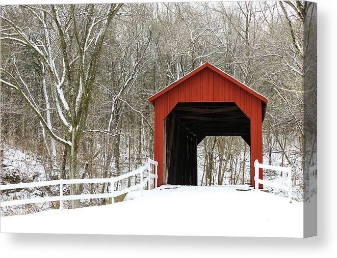 Landscape Canvas Print featuring the photograph Sandy Creek Covered Bridge by Holly Ross