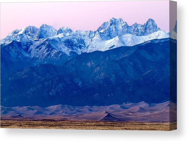 Sangre Canvas Print featuring the photograph Sangre de Christo and The Great Sand Dunes National Park by Nicholas Blackwell