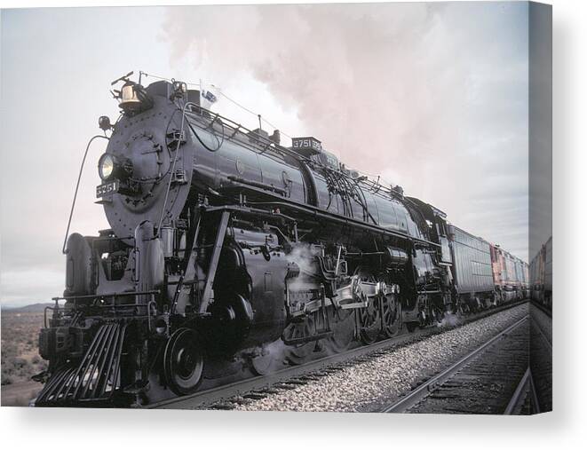 Steam Canvas Print featuring the photograph Santa Fe No 3751 North Edwards California by Brian Lockett