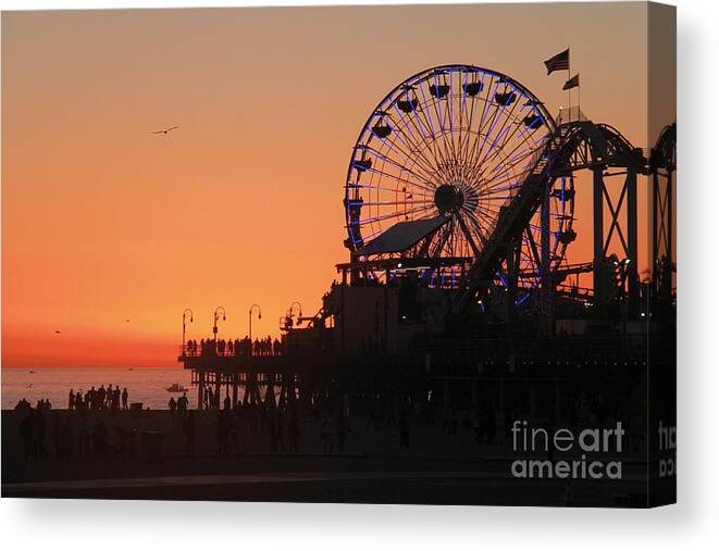 California Canvas Print featuring the photograph Santa Monica Sunset by Suzanne Oesterling