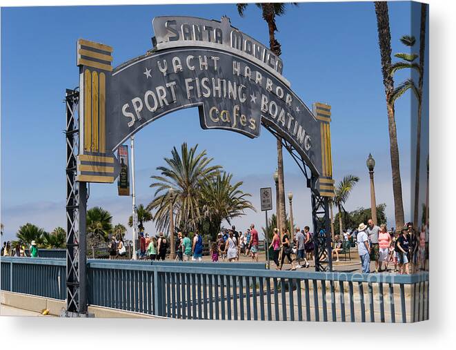 Santa Monica Canvas Print featuring the photograph Santa Monica Yacht Harbor at Santa Monica Pier in Santa Monica California DSC3669 by Wingsdomain Art and Photography