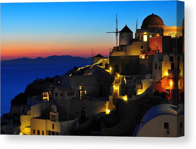 Santorini Canvas Print featuring the photograph Santorini Sunset by Ian Stotesbury