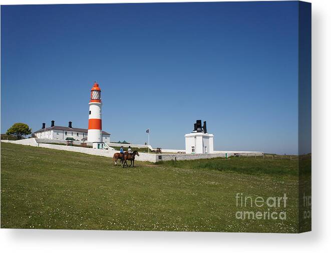 Lighthouse Canvas Print featuring the photograph Souter Lighthouse and foghorn. by Elena Perelman