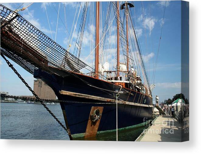 Sailing Ship Canvas Print featuring the photograph Savannah Waterfront by John Black