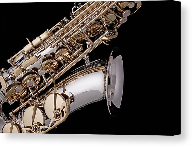 Saxophone Canvas Print featuring the photograph Saxophone Isolated Black by M K Miller