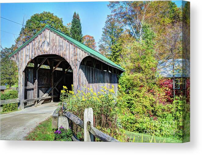 Covered Canvas Print featuring the photograph Church Street Covered Bridge by Deborah Klubertanz