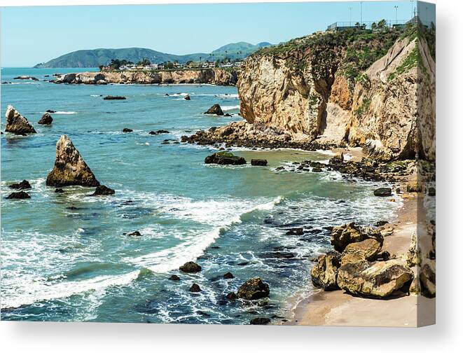 Sea Canvas Print featuring the photograph Sea and Cliffs by Paul Johnson