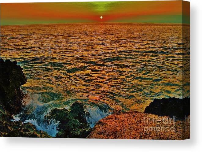 Seascape Canvas Print featuring the photograph Seascape in Orange and Green by Craig Wood