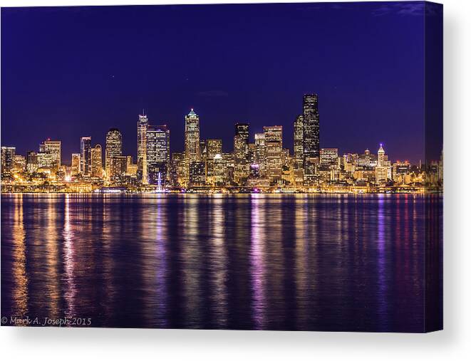 Seattle Canvas Print featuring the photograph Seattle Citylight Reflection by Mark Joseph