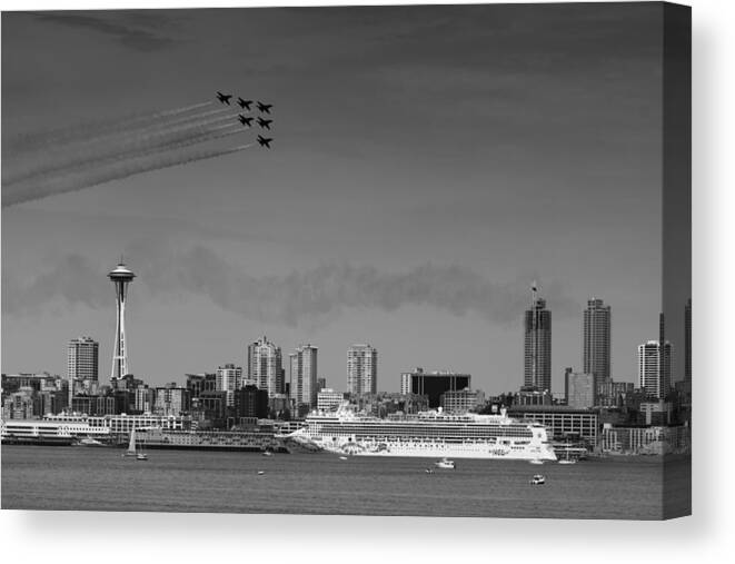 Seattle Canvas Print featuring the photograph Seattle Seafair Blue Angels by David Gleeson
