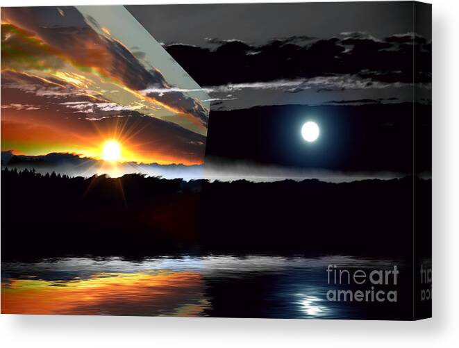 Sunset Canvas Print featuring the photograph Sechelt Sunset Day and Night by Elaine Hunter