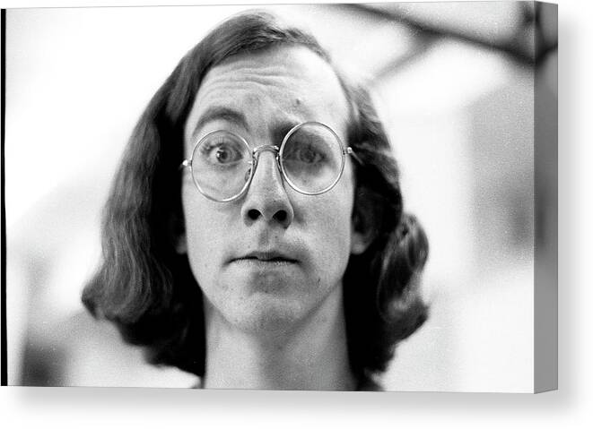Self-portrait Canvas Print featuring the photograph Self-Portrait, With Raised Eyebrow, 1972 by Jeremy Butler