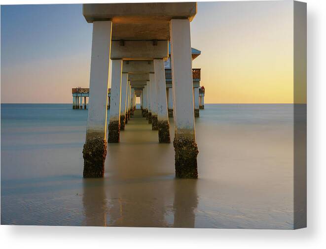Pier Canvas Print featuring the photograph Serenity Under the Pier by Mark Rogers