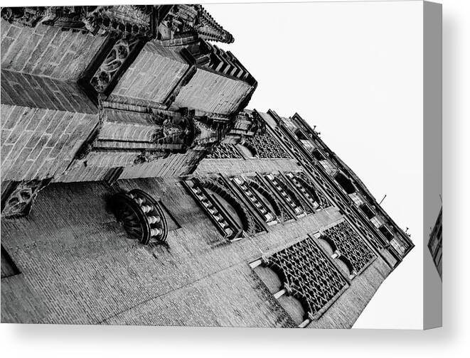 Cathedral Canvas Print featuring the photograph Seville - Giralda in Black and White by AM FineArtPrints