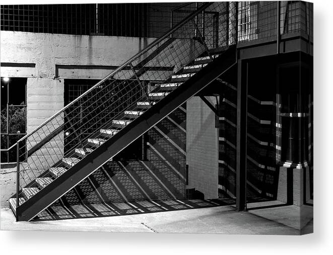 Shadows Canvas Print featuring the photograph Shadow of Stairs in Mono by Christopher McKenzie