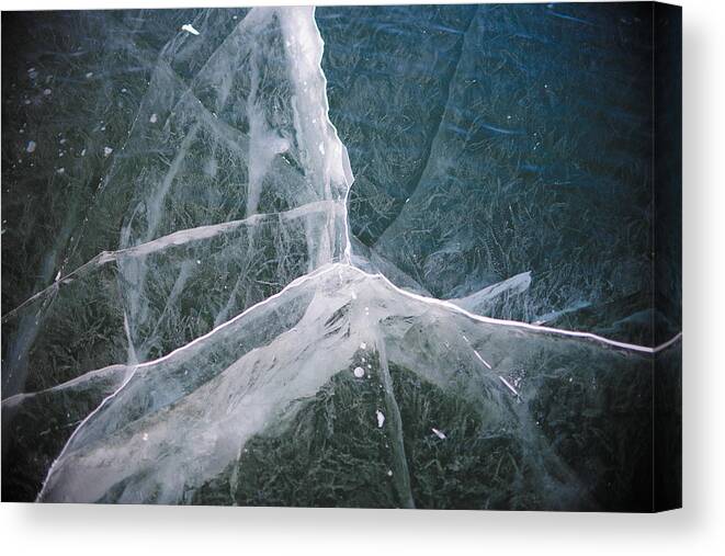 Alex Blondeau Canvas Print featuring the photograph Shattered Ice by Alex Blondeau