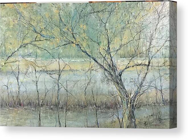 Oil Pastel Canvas Print featuring the painting She Is a Live Oak On DaBayou by Robin Miller-Bookhout