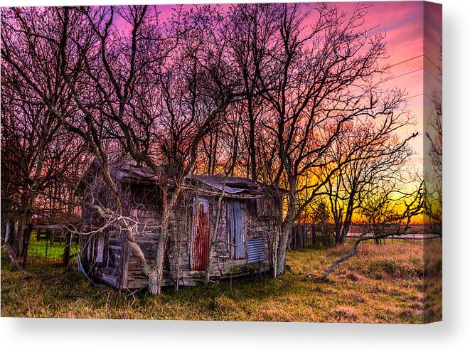 Texas Canvas Print featuring the photograph Shed and Sunset by Micah Goff