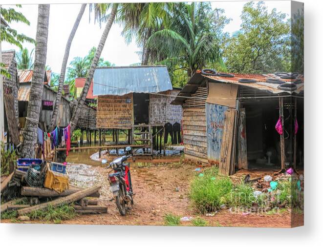 Cambodia Canvas Print featuring the photograph Shelter Home Cambodia Siem Reap I by Chuck Kuhn
