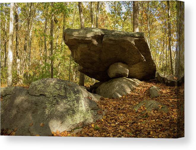 Gales Ferry Canvas Print featuring the photograph Shelter Rock in Gales Ferry CT by Kirkodd Photography Of New England