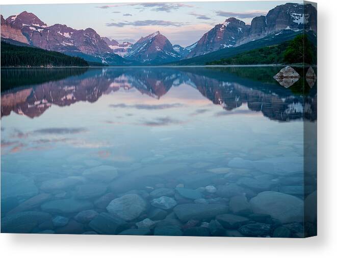 Glacier National Park Canvas Print featuring the photograph Sherburne Sunrise by Matt Hammerstein