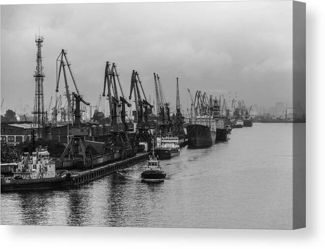 Russia Canvas Print featuring the photograph Shipping on the River Neva by Clare Bambers