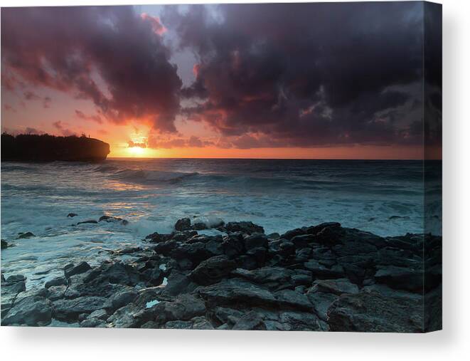 Sam Amato Photography Canvas Print featuring the photograph Shipwreck Beach Dramatic Sunrise by Sam Amato