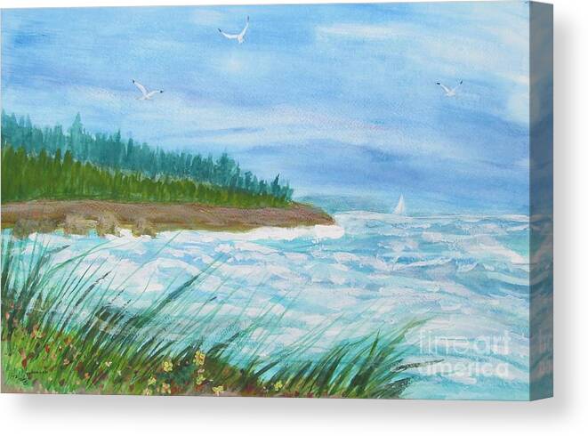 Seascape Canvas Print featuring the painting Shore Line by Hal Newhouser