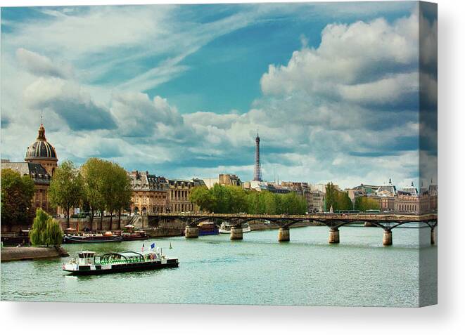 France Canvas Print featuring the photograph Sightseeing on the River Seine by Kevin Schwalbe