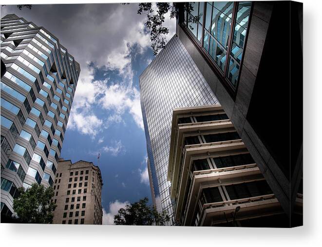 Charlotte Clouds Canvas Print featuring the photograph Silver And Blue In Charlotte by Greg and Chrystal Mimbs