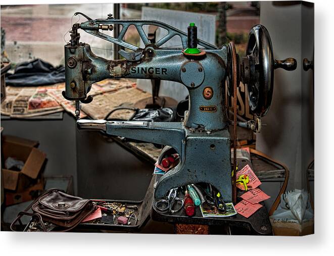 Machine Canvas Print featuring the photograph Singer 29K71 by Christopher Holmes
