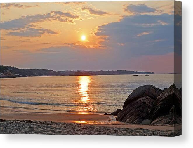 Manchester Canvas Print featuring the photograph Singing Beach Rocky Sunrise Manchester by the Sea MA Sand by Toby McGuire