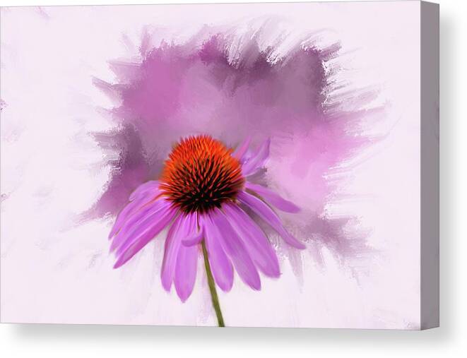 Pink Cone Flower On A Textured Background . Photography Canvas Print featuring the photograph Single by Mary Timman