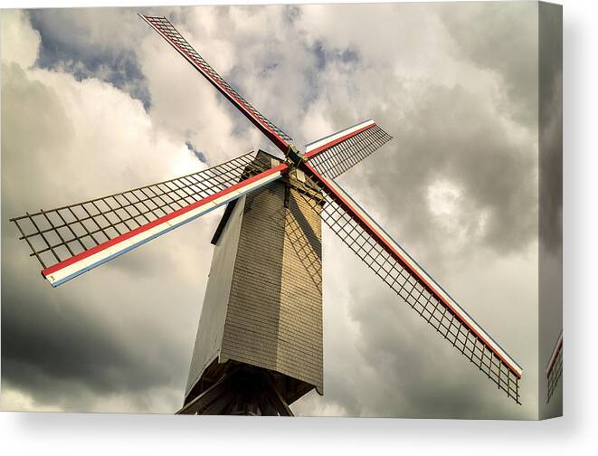 Brugge Canvas Print featuring the photograph Sint Janshuismolen Windmill 2 by Pablo Lopez