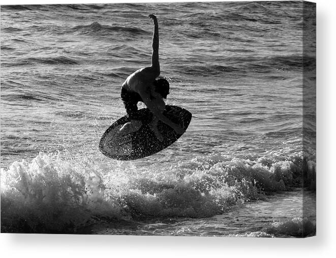 Photo For Sale Canvas Print featuring the photograph Skim Boarder Flies by Robert Wilder Jr