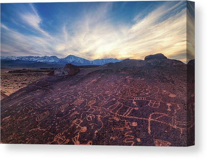 Petroglyph Canvas Print featuring the photograph Sky Rock by Tassanee Angiolillo