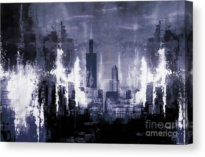 Chicago Canvas Print featuring the painting Skyline Chicago city by Gull G