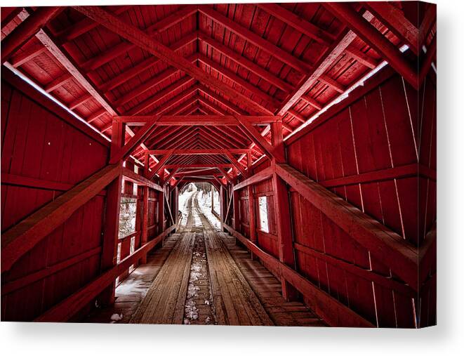 Covered Bridge Canvas Print featuring the photograph Slaughterhouse Red by Neil Shapiro