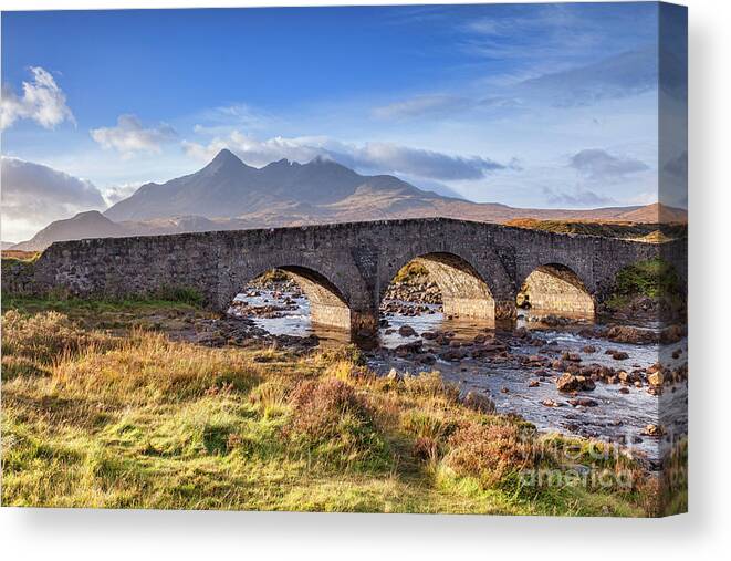 Isle Of Skye Canvas Print featuring the photograph Sligachan Bridge, Isle of Skye by Colin and Linda McKie