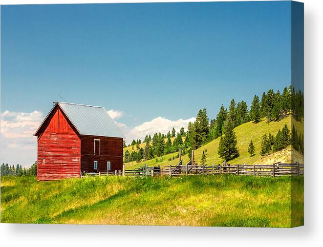 Red Canvas Print featuring the photograph Small Red Shed by Todd Klassy