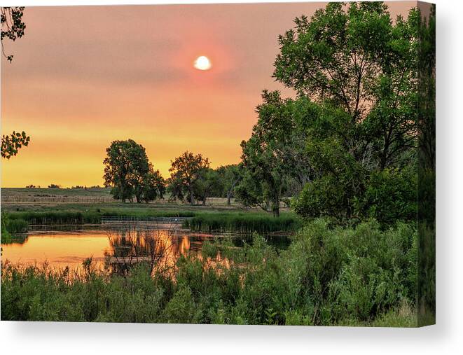 Sunrise Canvas Print featuring the photograph Smoke Makes for a Nice Sunrise by Tony Hake