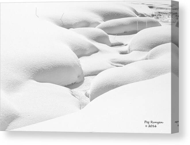 Black And White Canvas Print featuring the photograph Snow Bumps in Yellowstone by Peg Runyan