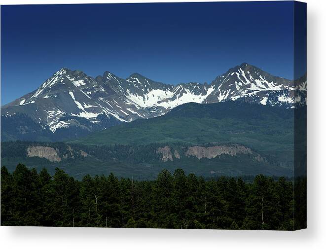 Snow Canvas Print featuring the photograph Snow Capped Mountains by Renee Hardison
